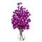 22" Artificial Purple Bougainvillea Arrangement with Fluted Glass Vase